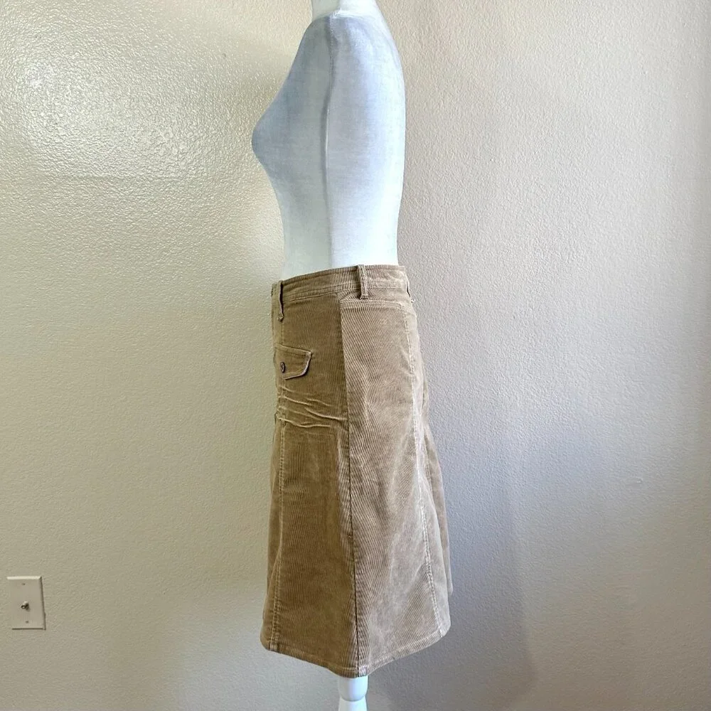 Union Bay Vtg 2000s Y2K Tan Corduroy A-line Skirt